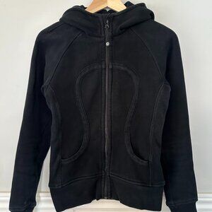 Lululemon Black Scuba Hoodie with White Logo Size 4